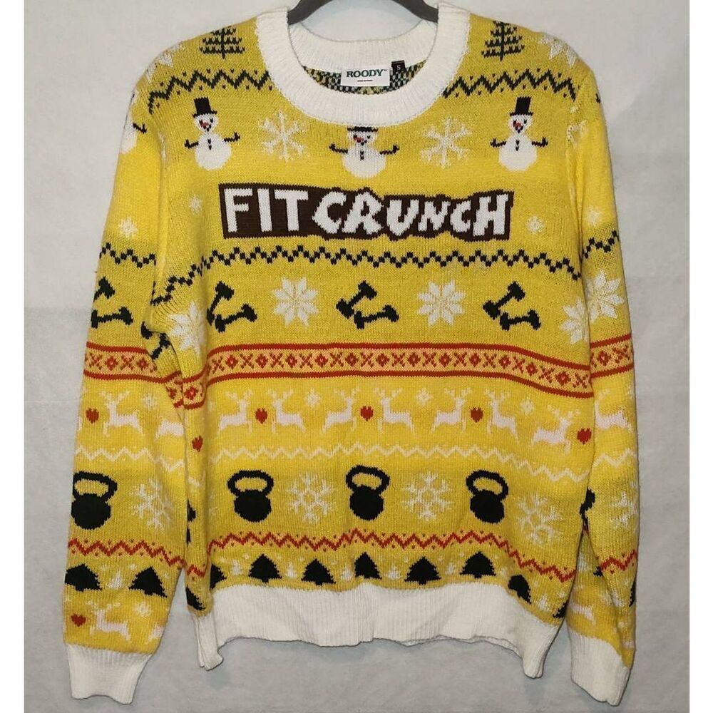FIT CRUNCH ROODY Ugly Christmas Sweater Unisex Size small Chef Robert Irvine wei